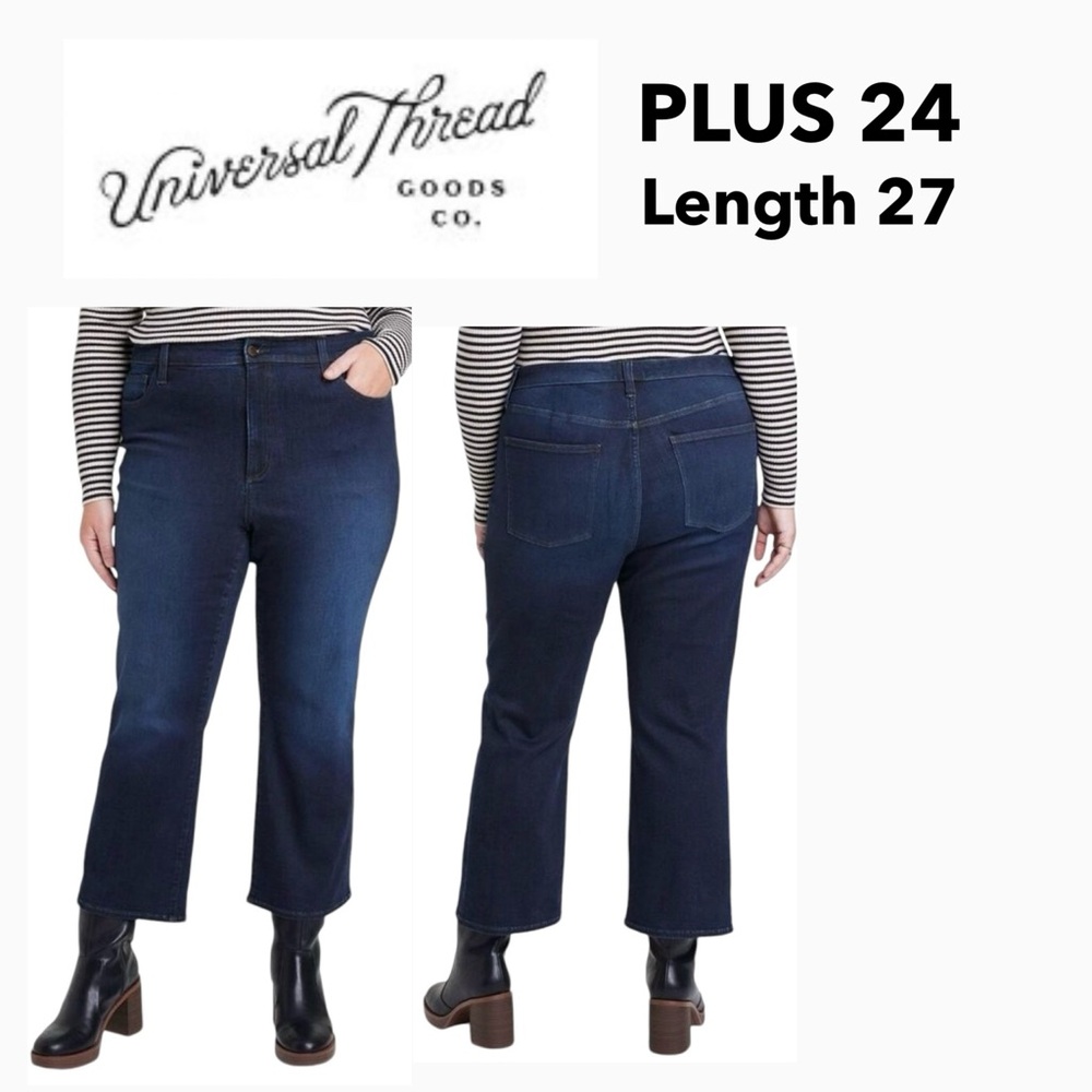 Universal Thread Mid-Rise Bootcut Cropped Dark